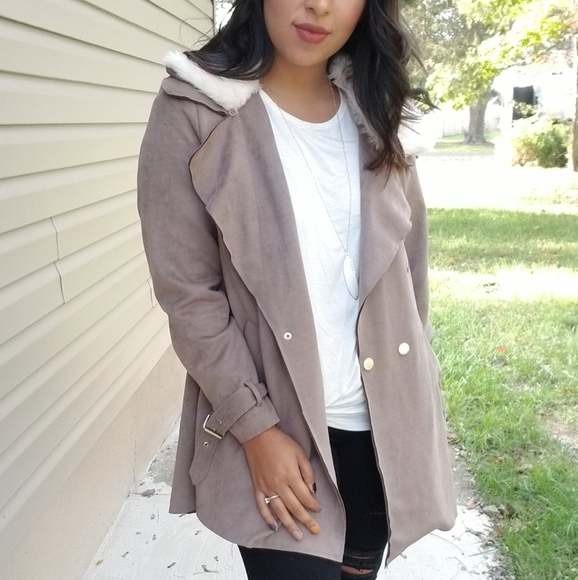 OVERSIZED BOYFRIEND TAUPE JACKET - Picture 2 of 15